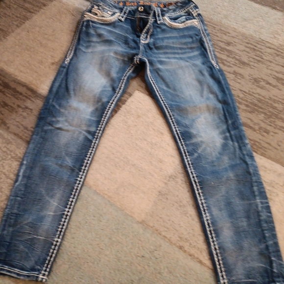 Rock Revival Blue Slim Jeans with Vintage Wash - Picture 1 of 3